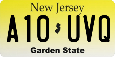 NJ license plate A10UVQ