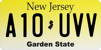 NJ license plate A10UVV