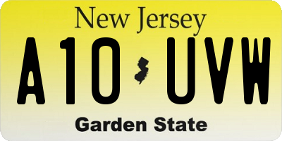 NJ license plate A10UVW