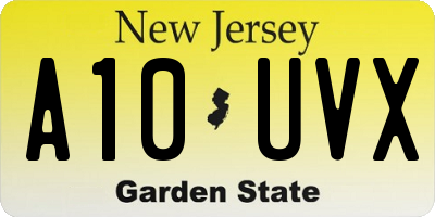 NJ license plate A10UVX