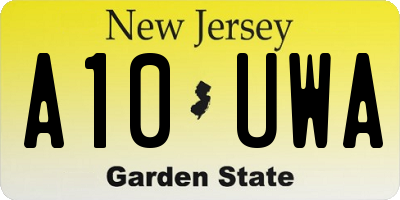 NJ license plate A10UWA