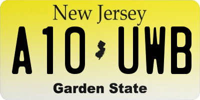 NJ license plate A10UWB