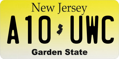 NJ license plate A10UWC
