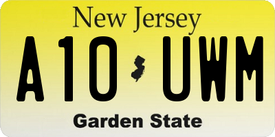 NJ license plate A10UWM