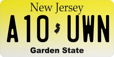 NJ license plate A10UWN