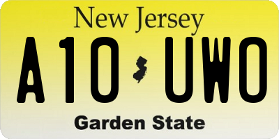 NJ license plate A10UWO