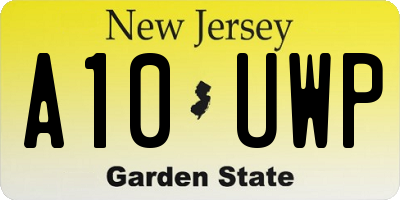 NJ license plate A10UWP