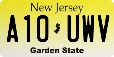 NJ license plate A10UWV