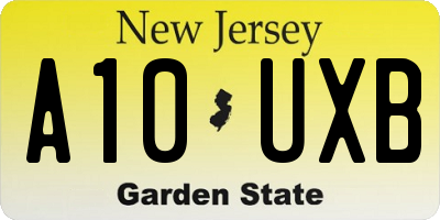 NJ license plate A10UXB