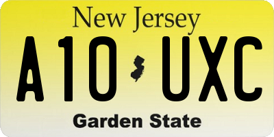 NJ license plate A10UXC