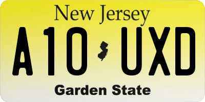 NJ license plate A10UXD