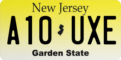 NJ license plate A10UXE