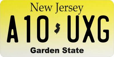 NJ license plate A10UXG