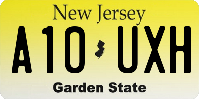 NJ license plate A10UXH