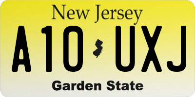 NJ license plate A10UXJ