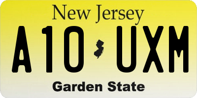 NJ license plate A10UXM