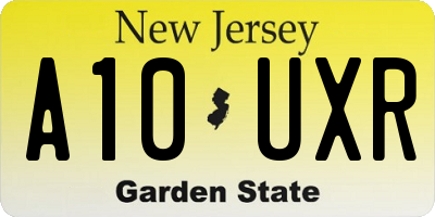 NJ license plate A10UXR