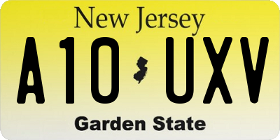 NJ license plate A10UXV