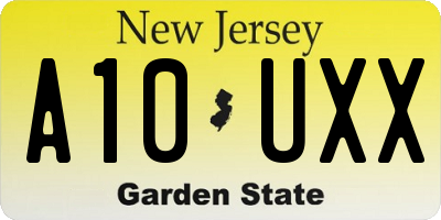 NJ license plate A10UXX