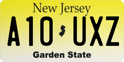 NJ license plate A10UXZ