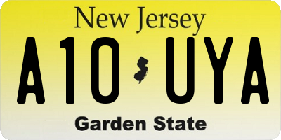 NJ license plate A10UYA