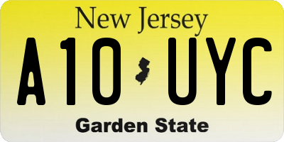 NJ license plate A10UYC
