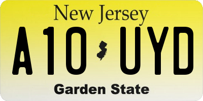 NJ license plate A10UYD