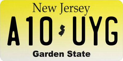 NJ license plate A10UYG