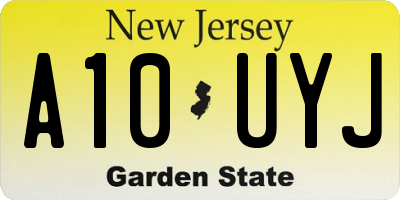 NJ license plate A10UYJ