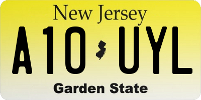 NJ license plate A10UYL