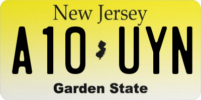 NJ license plate A10UYN
