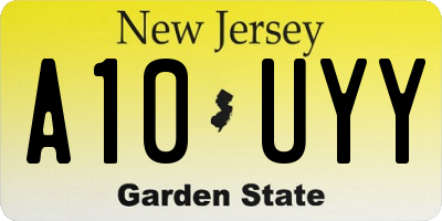 NJ license plate A10UYY