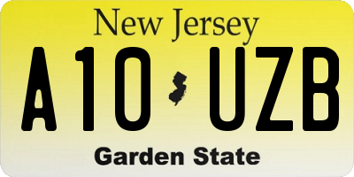 NJ license plate A10UZB