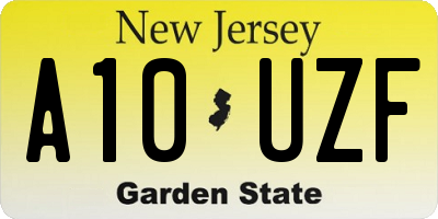 NJ license plate A10UZF
