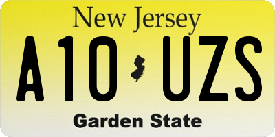 NJ license plate A10UZS