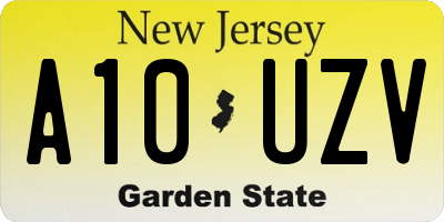 NJ license plate A10UZV