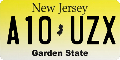 NJ license plate A10UZX
