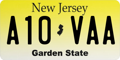 NJ license plate A10VAA