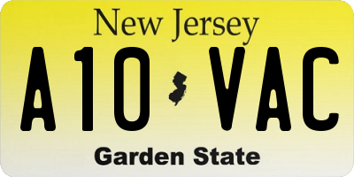 NJ license plate A10VAC