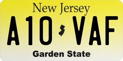 NJ license plate A10VAF