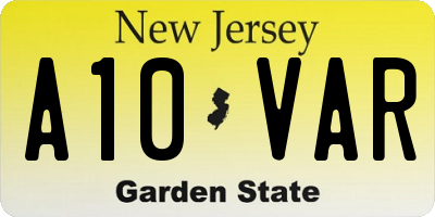 NJ license plate A10VAR