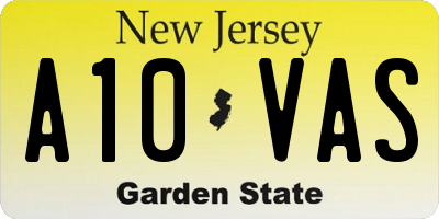 NJ license plate A10VAS