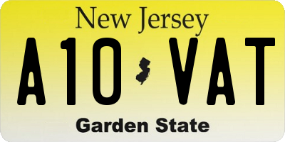 NJ license plate A10VAT