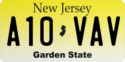 NJ license plate A10VAV