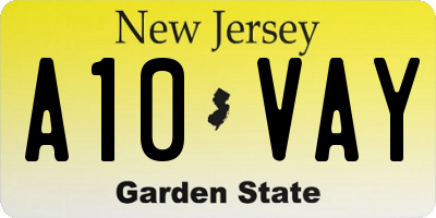 NJ license plate A10VAY