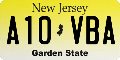 NJ license plate A10VBA