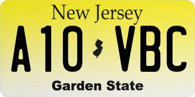 NJ license plate A10VBC