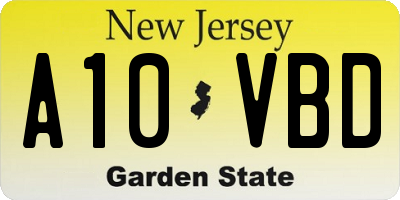 NJ license plate A10VBD