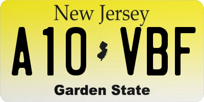 NJ license plate A10VBF