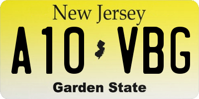 NJ license plate A10VBG